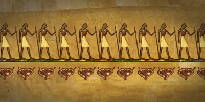 Ancient man and bladder images in sequence